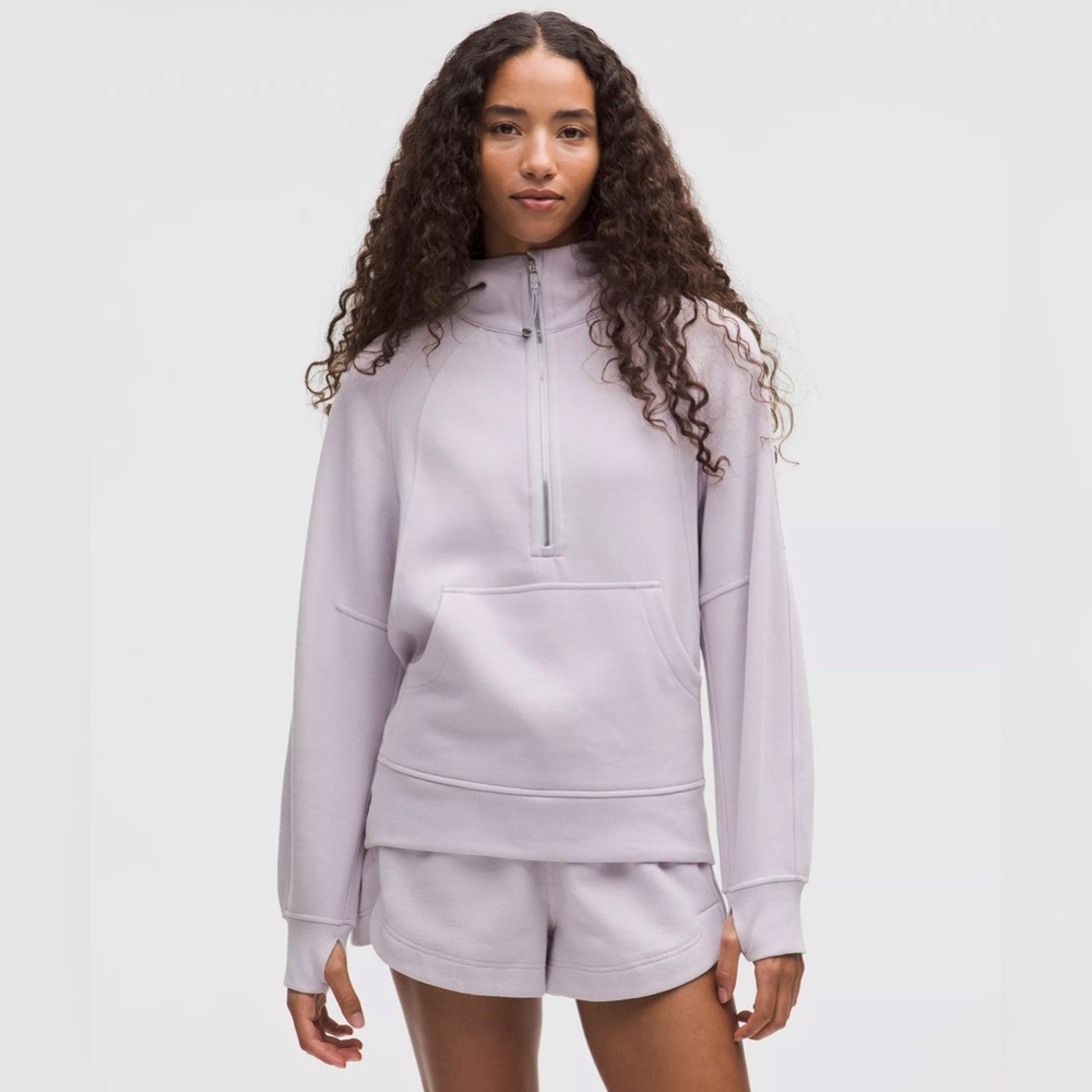 Lululemon Half-Zip Hoode Long scuba in faint lavender/silver sz M/L